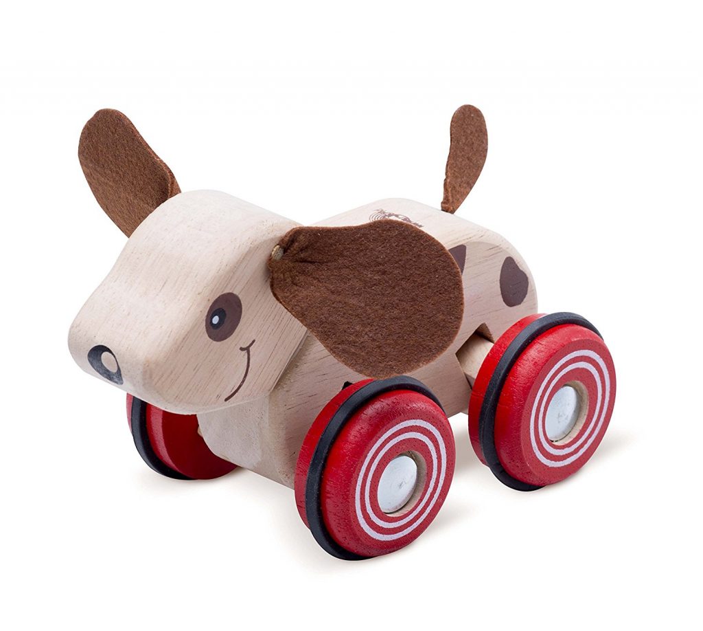 Wheely Puppy Baby Toddler Wood Push Toy on Wheels
