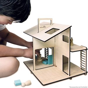 Modern Wooden Dollhouse by Wishwood Eco-friendly 