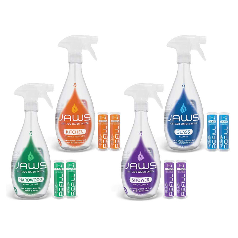 Eco-Friendly Cleaning Products - JAWS Cleaners Home Cleaning Kit, Multi-Surface Kitchen, Glass, Shower and Hardwood Floor